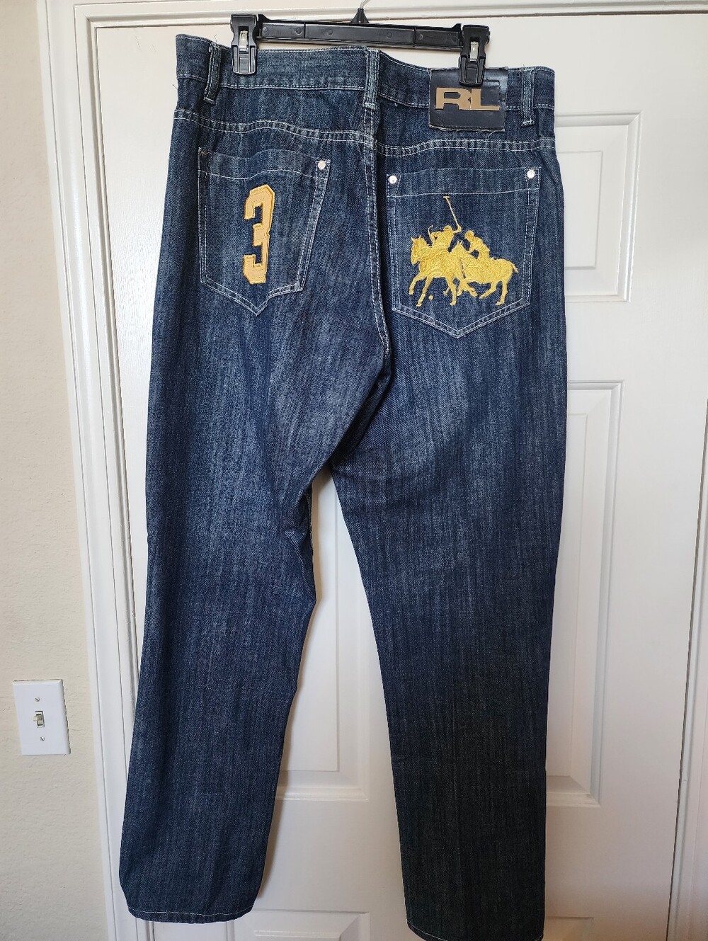 Ralph Lauren Dark Blue Jeans with Yellow Polo Embroidery